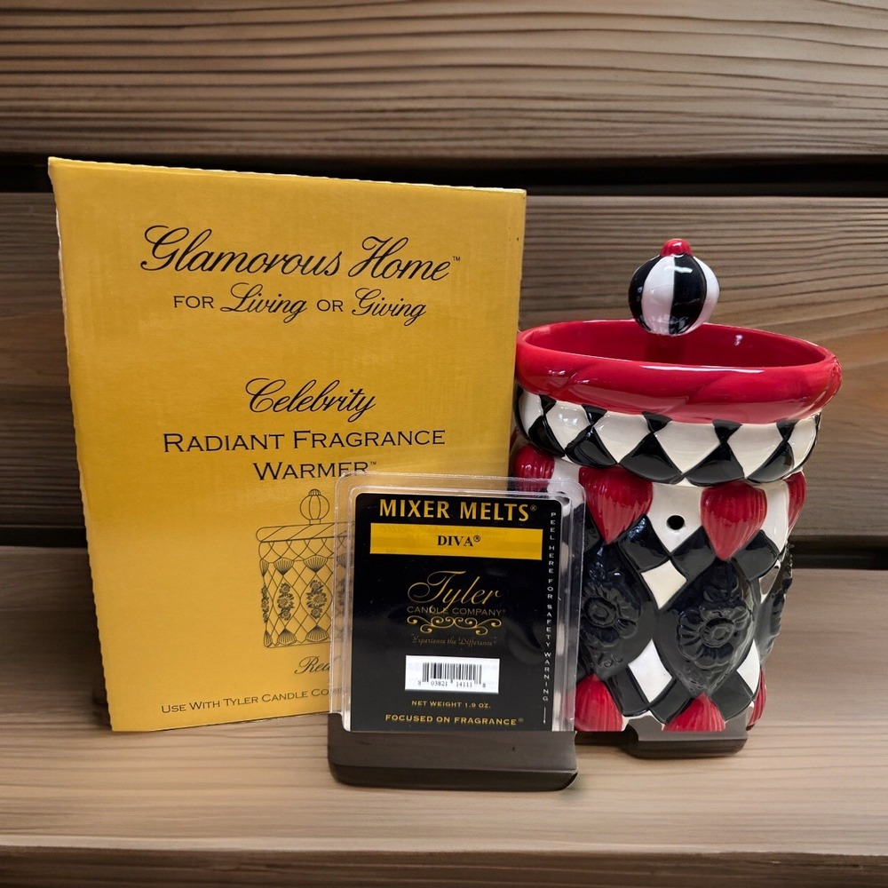 Tyler Candle Co Celebrity Radiant Fragrance Warmer RedBlack Harlequin Diva Melts